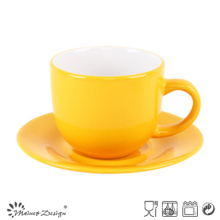 Yellow Shinning Glazing Cup and Saucer